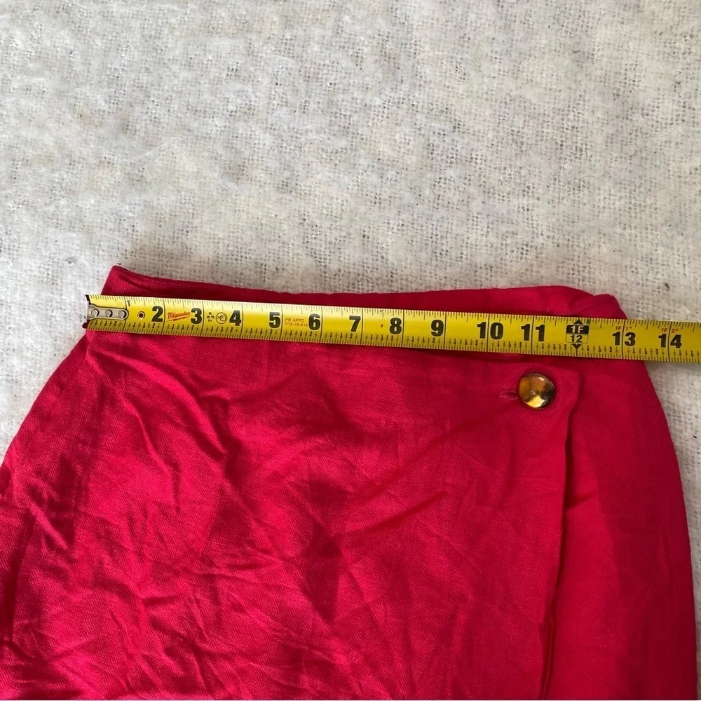Vtg 80s Evan Picone Hot Pink Mini Skirt Lined Wrap Detail Size XS Preppy